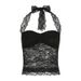 European And American Style Summer Ruched Chest Halter Lace Vest Sexy Backless Slim Fit Versatile Slimming Camisole For_ecoleips.com