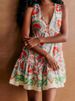 Chic Printed V-neck Pleated Mini Dress Women Sexy Sleeveless Single Breasted Loose Short Dresses Female 2025 Summer Streetwear_ecoleips.com