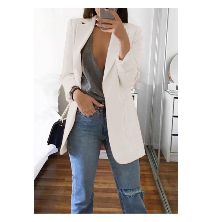 K New Fashion Casual Slim Fit Flared Blazer Women's Tailored Overcoat_ecoleips.com
