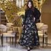 Women's Clothing Elegant Spring Long Dress For Women Gold Foil Print Style Graceful Noble Romantic Temperament_ecoleips.com