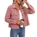 Women's Casual Button Cropped Jacket Top Corduroy Fashion European American Style Short Lightweight Coats_ecoleips.com