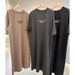 Summer Fashion Trendy Letter Print Short Sleeve Large Size Women's Loose Long Dress Dress Top_ecoleips.com