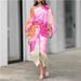 Women's Clothing Printed Lantern Sleeve Loose Top Tassel Hem Skirt Fashionable Casual Two-piece_ecoleips.com