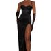 Women's Clothing Autumn And Winter New Suspenders Slit Waist Sexy Slim Women's Long Skirt INS Dress_ecoleips.com