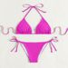 2025foreign Trade Solid Color Strap Halter Neck Hot Spring Bikini Three Point Beach Vacation Split Swimsuit Female_ecoleips.com