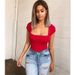 European And American Cross-border Summer Fashion Square-neck Sexy Slim-fit Basic Solid Color Short-sleeve Jumpsuit Top_ecoleips.com