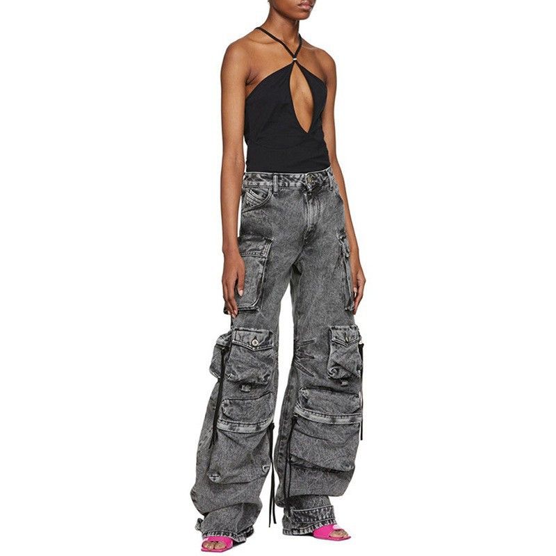 plus Size Trendy Multi Pocket Cross-Border Jeans Women's Stretch Denim Workwear European American Style Fashion Bestseller_ecoleips.com