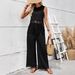 Women's Lace Tassel Sleeveless Vest And Wide Leg Pants Two Piece Set American Style Vacation Look Fashion_ecoleips.com