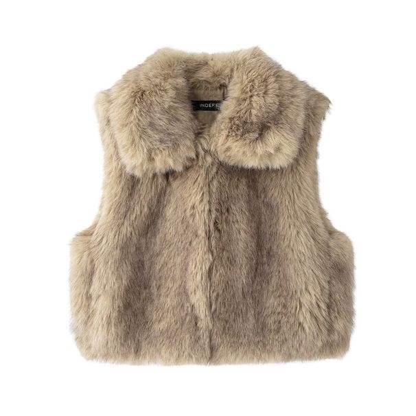 Faux Fur Vest For Women - Stylish Open Front Jacket With Lapel Collar, Streetwear Chic, Winter Fashion, Polyester Blend, XS/S/M/L_ecoleips.com