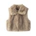 Faux Fur Vest For Women - Stylish Open Front Jacket With Lapel Collar, Streetwear Chic, Winter Fashion, Polyester Blend, XS/S/M/L_ecoleips.com