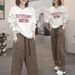 Women's Versatile Two Piece Set Crew Neck Sweatshirt Loose Fit Casual Slimming Pants Stylish Spring/Summer Polyester Clothing_ecoleips.com