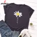 100% Cotton Women T-Shirt 2025 Summer Tshirt Creative Daisies Printed Woman Short Sleeve Tee Tops Female T Shirt_ecoleips.com