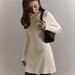 Long-sleeved Semi-turtleneck Dress Knitted Skirt 2025 Spring Foreign Trade European And American Temperament Playful A-word Short Skirt_ecoleips.com