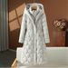 Women's Detachable Hooded Long Puffer Coat With Waist Tie - Winter Warm Quilted Jacket In Solid Colors (Black, Beige, Coffee, Angora Red)_ecoleips.com