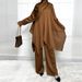 Modest Abaya Dress Elegant Two-Piece Maxi Dress Set – Flowy Tencel Tunic & Pleated Skirt With High Waist_ecoleips.com