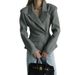 2025 Cross-Border Foreign Trade Wholesale European And American Style Women's Fashion Versatile Thin Scarf Collar Blazer_ecoleips.com