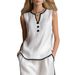 2026 Summer Sleeveless V-neck + Black Trim Contrast Color, Simple Elegant; Wide-leg Pants Design, Elongates The Figure_ecoleips.com