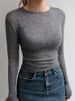 High Quality Plain T Shirt Women Elastic Basic T-shirts Female Casual Tops Long Sleeve Sexy Thin T-shirt See Through_ecoleips.com