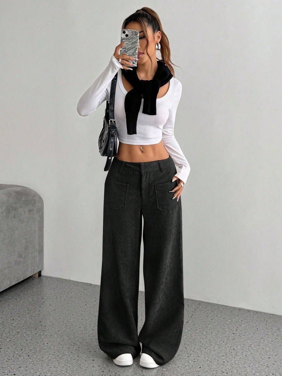 Women's Corduroy Pants Loose Casual Fashionable Drapey Slimming Autumn Winter European American Style_ecoleips.com