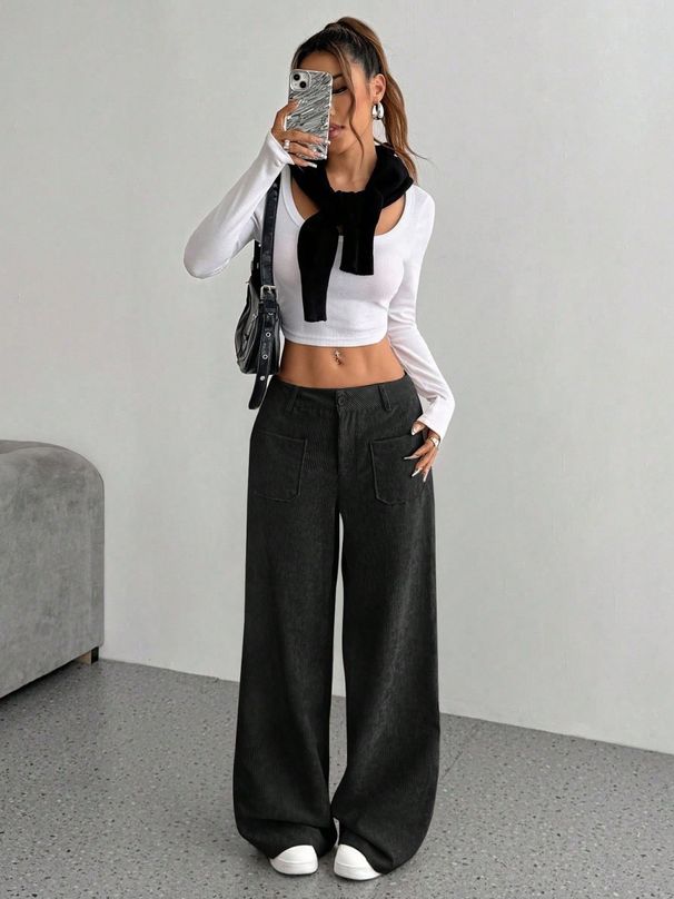 Women's Corduroy Pants Loose Casual Fashionable Drapey Slimming Autumn Winter European American Style_ecoleips.com