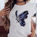 New Large Size Butterfly Floral Round Neck Loose T-shirt Cute Short Sleeve Top For Women_ecoleips.com