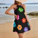Women's Clothing Colorful Floral Print Halter Neck Dress Women's Sleeveless Backless Loose Beach Dress Summer Style_ecoleips.com