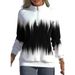 Women's Fashion Independent Store New Gradient Color Print Zipper Long Sleeve Winter Half Turtleneck Sweatshirt_ecoleips.com