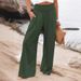 Suitable For All Seasons 2024 Spring Summer Women's High Waist Casual Wide Leg Cotton Linen Loose Long Pants_ecoleips.com