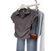 Summer Women's Slim Fit T-Shirt Pure Cotton Short Sleeve Design Irregular Pleats Flattering Shoulder Short Polo Shirt Top_ecoleips.com
