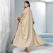 Ladies Middle Eastern Muslim Contrast Color Jacket Fashion Solid Color Abaya Dress_ecoleips.com