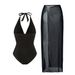 Elegant Bikini Cover-Up Dress – Sheer Mesh Beach Wrap With Matching Solid Color Swimsuit_ecoleips.com
