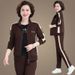 Women's Plus Size Sports Suit Casual Spring Autumn Outfit Middle Aged Elderly Stand Collar Sweatshirt Two Piece Set_ecoleips.com