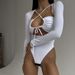 Women's Clothing sexy hottie hollow straps slim temperament solid color long sleeved jumpsuit for women_ecoleips.com