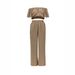 Elegant Off-Shoulder Top With High-Waisted Wide-Leg Pants Set For Women, Summer Casual Chic Two-Piece Outfit_ecoleips.com