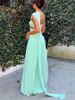 Women's Fashion Bandeau Pleated Dress Streamer Slit Slim Woman 8163_ecoleips.com