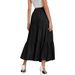 Women's Summer Bohemian Pleated A-Line Flared Tiered Midi Skirt With Pockets, Flowy & Swishy 2026_ecoleips.com