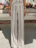 Casual Style Women's Striped Lace-up Wide-leg Pants, Thin And Breathable, Striped Printing, High Waist And Loose, Daily Commuting_ecoleips.com