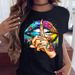 Women's Clothing Women's Hot Selling Goods Lips Retro Casual Plus Size Women's Loose Women's Short Sleeved T Shirt_ecoleips.com