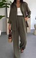Women's Fashion Set Spring Summer Loose Top Casual Wide Leg Pants Solid Color Two Piece Women's Clothing_ecoleips.com