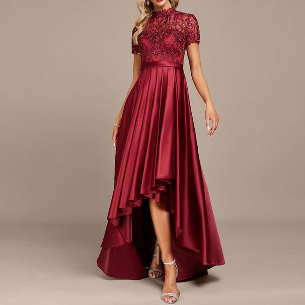 Women's Clothing Temperament Fashion Host Wine Red Engagement Dress Fishtail Dress_ecoleips.com