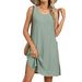 Women's Clothing Spring And Summer New Solid Color Round Neck Loose Sleeveless Pocket Dress In Stock_ecoleips.com