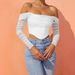 Women's Clothing Autumn And Winter Mesh Fishbone Perspective One Shoulder Navel Baring Short Long Sleeved Tops For Women_ecoleips.com