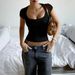 2025 Summer Cross-Border European And American Short Top, Export Slim-Fit U-Neck Cropped Short-Sleeve T-Shirt_ecoleips.com