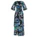 Fashion V-Neck Floral Maxi Dress – Plus Size Boho Beach Dress For Women, Flowy & Comfortable_ecoleips.com