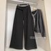 Dark Gray Low Waisted Straight Leg Casual Pants Women's Korean Style Woolen Button Loose Slimming Floor Length Wide Leg Spring 2026_ecoleips.com