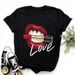Women's Clothing Women's Hot Selling Goods Lips Retro Casual Plus Size Women's Loose Women's Short Sleeved T Shirt_ecoleips.com