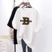 Women's Clothing Letter White Short-sleeved T-shirt Women's Large Version Loose Student Medium Long Top_ecoleips.com