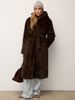 Longline Vegan Mink Coat – Hooded Faux Fur Trench With Belt & Deep Pockets (Dark Brown/Black/White) – Winter Luxe For Commuter Chic_ecoleips.com
