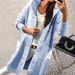 Oversized Hooded Cardigan Sweater For Women - Long Open Front Knit Coat With Pockets (Light Blue/Black/Pink, Sizes 1XL-5XL)_ecoleips.com