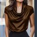 Women's Casual Draped Short Sleeve Top Versatile_ecoleips.com